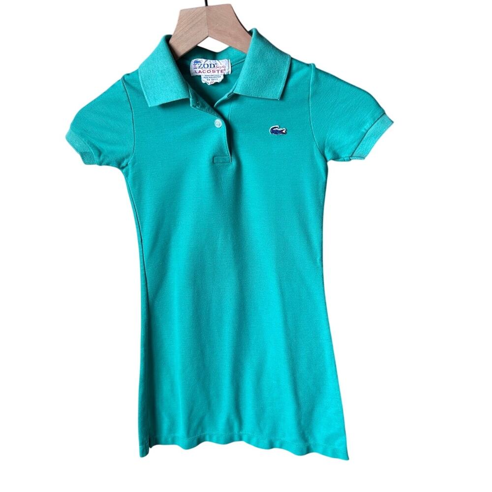 Vintage Izod Lacoste Girls Polo Dress Turquoise Size 6X